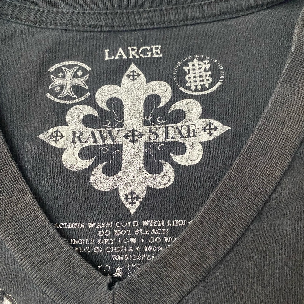 Y2K Raw State Redemption Winged Gothic Cross T-Shirt Black Thick Stitch Size L - Picture 6 of 8